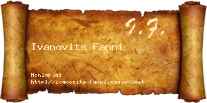 Ivanovits Fanni névjegykártya