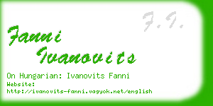 fanni ivanovits business card